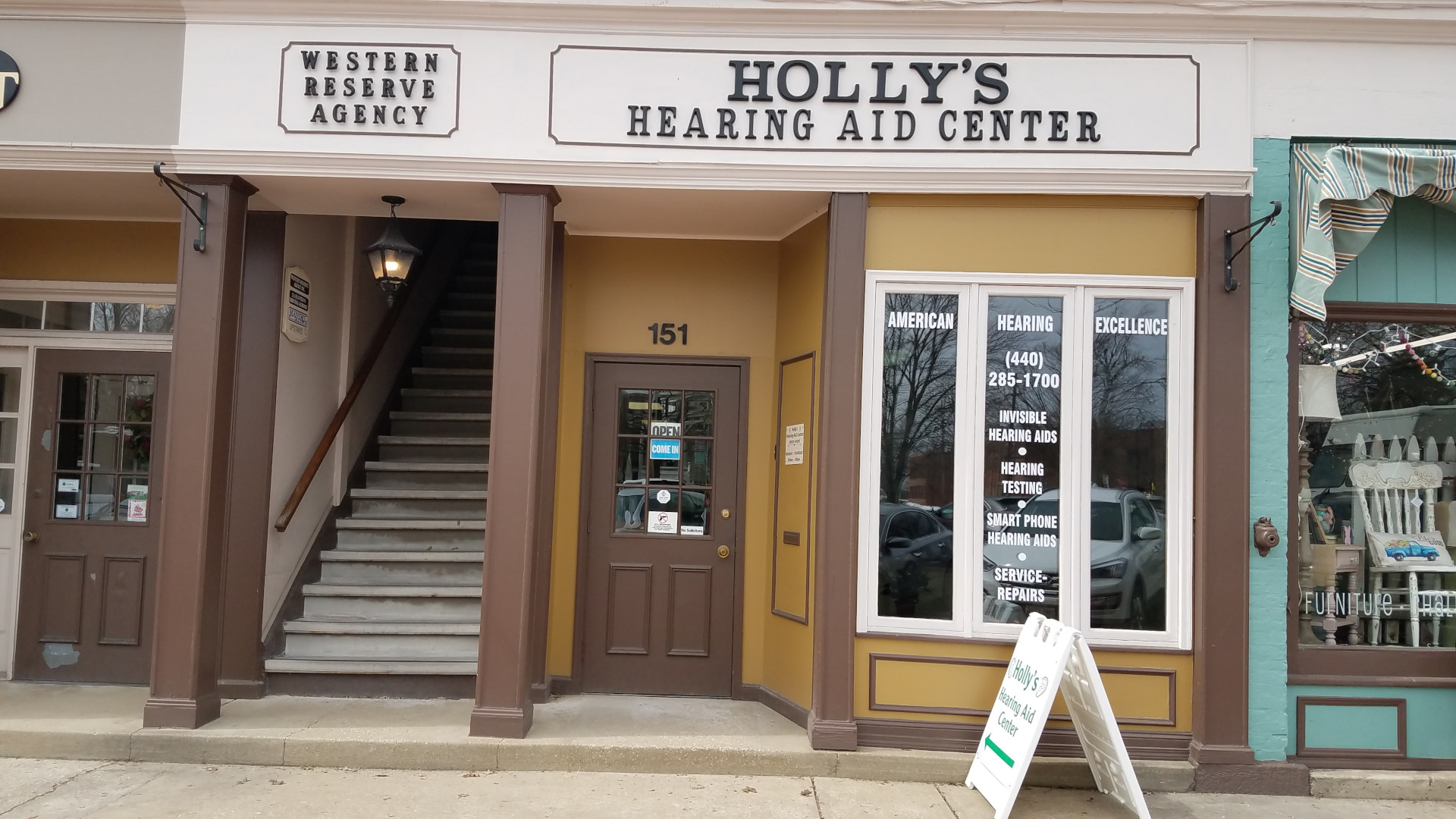 front of Holly's Hearing Aid Center in Chardon